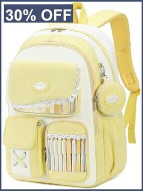 Kids Backpack with Lace Trim, Detachable Coin Purse, 15.6'' Laptop Compartment,